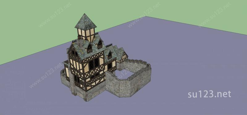 城堡SU模型下载草图大师sketchup模型