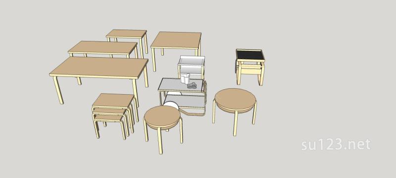 室内家具–办公桌SU模型