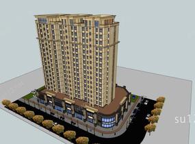 欧式高层商业住宅公寓SU模型