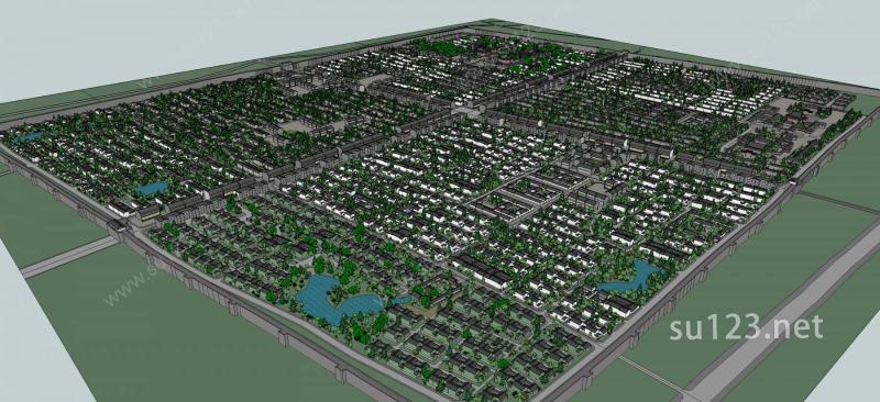 中式风格城市规划SU模型下载草图大师sketchup模型