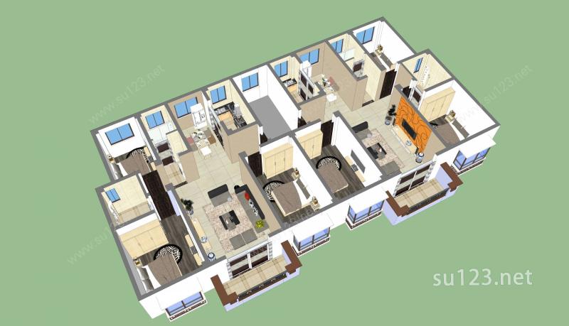 家装空间整体方案户型SU模型