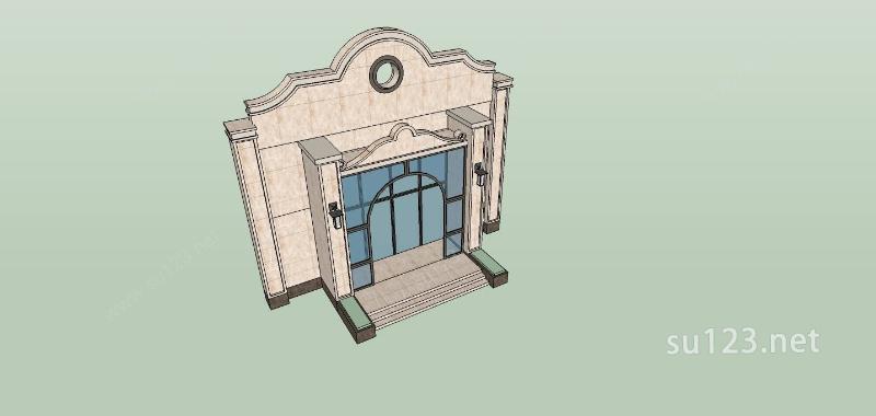 建筑构件-门头大门SU模型下载草图大师sketchup模型