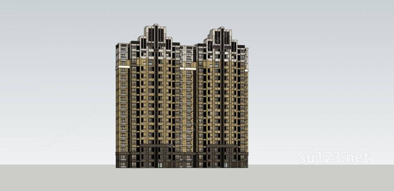 简欧风格高层住宅公寓SU模型
