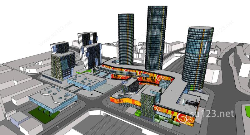 超级现代风格概念城市设计SU模型下载草图大师sketchup模型