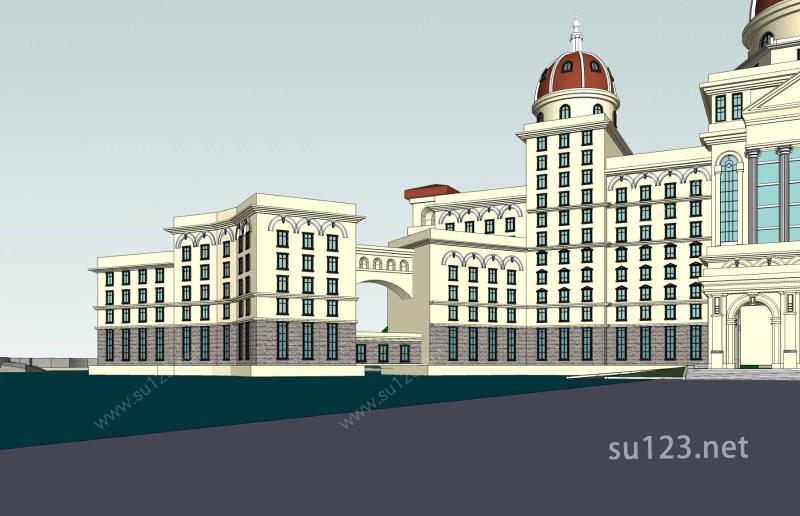 法式高层酒店SU模型下载草图大师sketchup模型