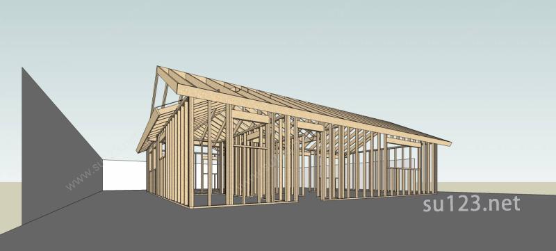 小屋框架结构SU模型