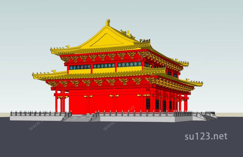 中式大殿SU模型下载草图大师sketchup模型