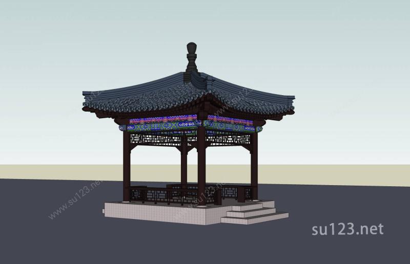 中式--小亭SU模型下载草图大师sketchup模型