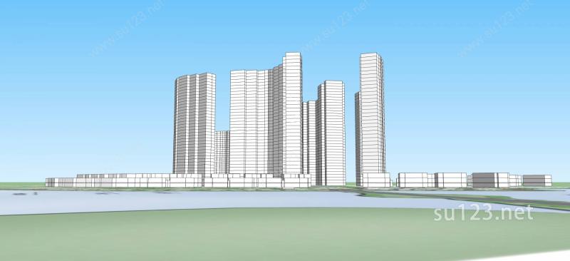 现代住宅规划SU模型下载草图大师sketchup模型