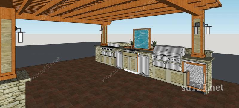 室外厨房SU模型
