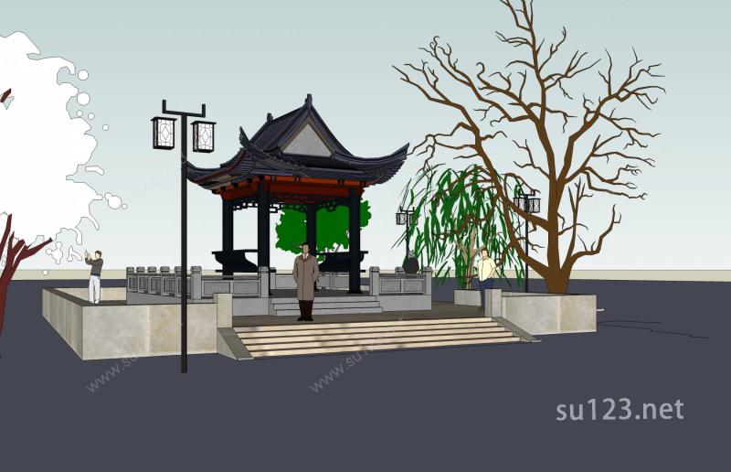 中式--小亭SU模型下载草图大师sketchup模型