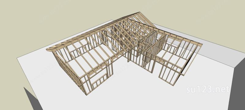 小屋框架结构SU模型下载草图大师sketchup模型
