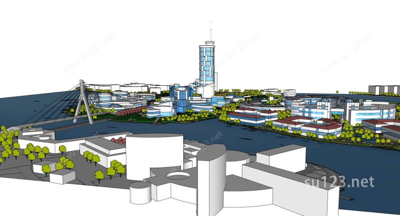 大型城市设计规划高精模型SU模型下载草图大师sketchup模型