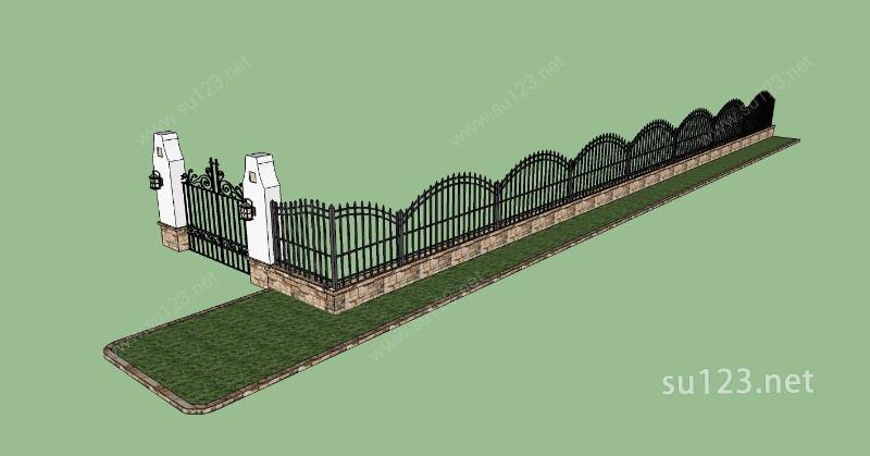 建筑构件-大门及围墙SU模型