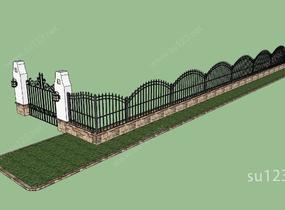 建筑构件-大门及围墙SU模型