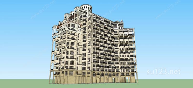欧式高层公寓SU模型