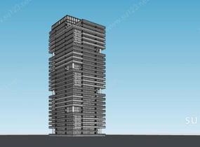 现代高层住宅公寓SU模型