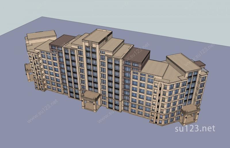 欧式高层酒店SU模型下载草图大师sketchup模型
