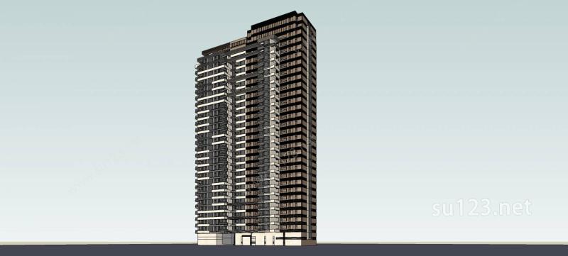 现代高层公寓SU模型下载草图大师sketchup模型