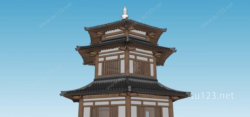 中式阁楼SU模型