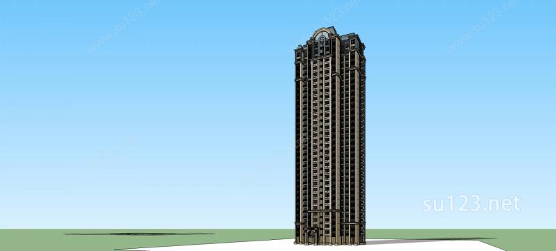 法式高层住宅楼SU模型下载草图大师sketchup模型