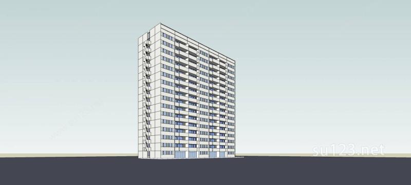 现代高层住宅公寓SU模型