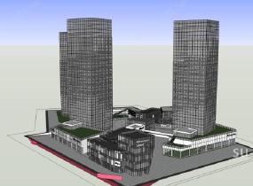 现代商业综合楼SU模型