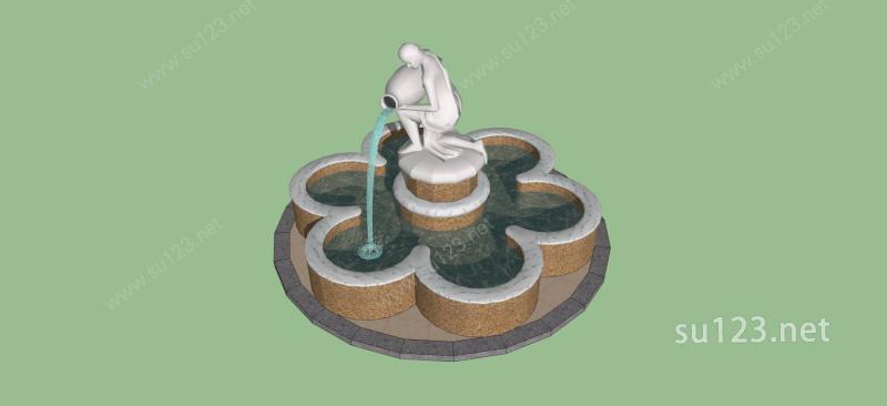 雕塑喷水池SU模型