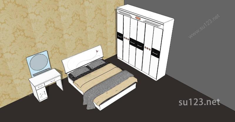 室内家具-床SU模型下载草图大师sketchup模型