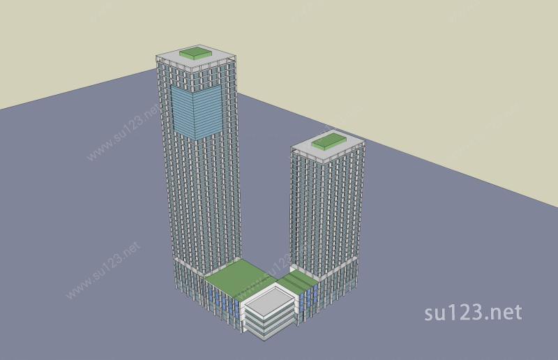 现代超高层综合办公楼SU模型下载草图大师sketchup模型