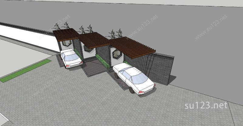 建筑构件-停车棚SU模型