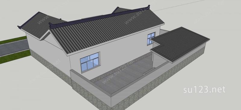 中式住宅SU模型下载草图大师sketchup模型