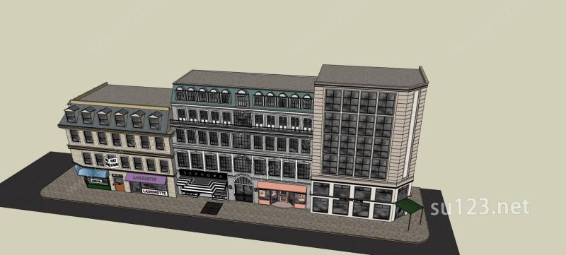 欧式沿街商业住宅楼SU模型下载草图大师sketchup模型