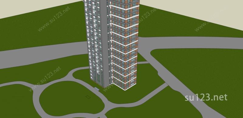 现代超高层住宅楼SU模型