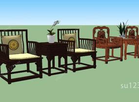 室内家具-木椅SU模型