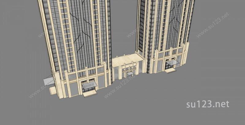 新古典风格高层办公楼SU模型下载草图大师sketchup模型