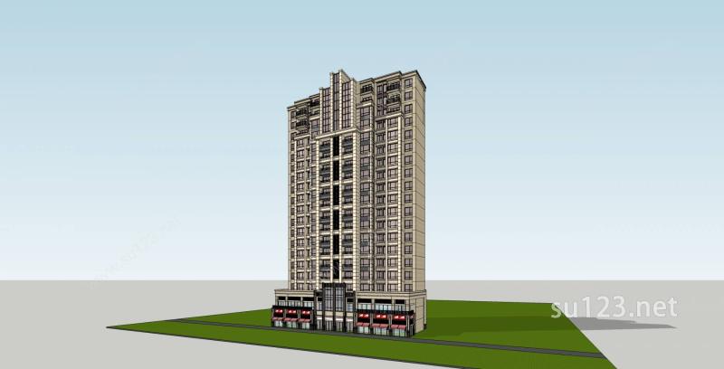 欧式商业住宅公寓SU模型