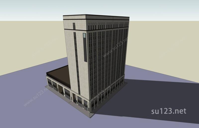 新古典风格高层办公楼SU模型下载草图大师sketchup模型