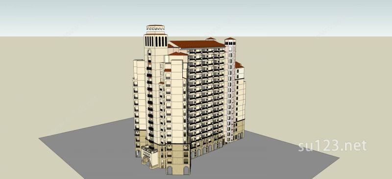 欧式高层公寓SU模型