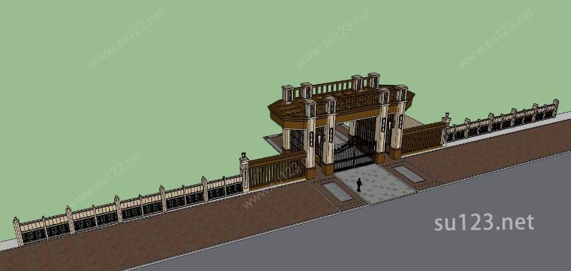 大门及围墙SU模型