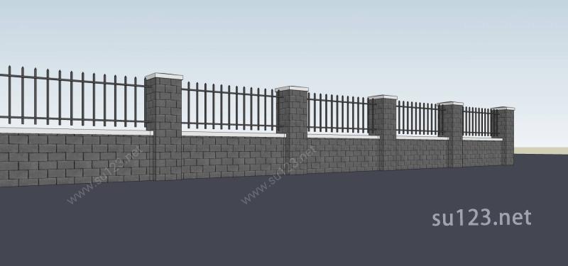 围墙护栏SU模型