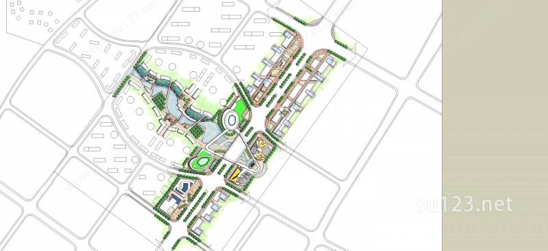 现代城市规划SU模型下载草图大师sketchup模型