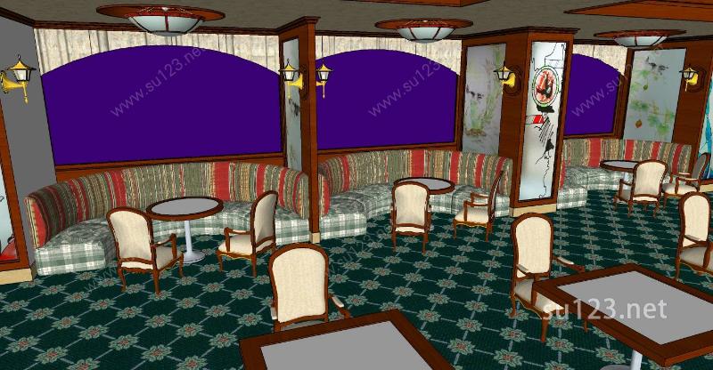 室内-西餐厅SU模型下载草图大师sketchup模型