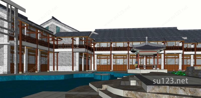 中式住宅楼SU模型下载草图大师sketchup模型