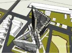 科技公司现代建筑大楼超精细模型SU模型