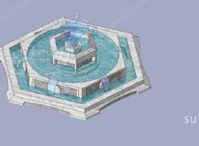 喷水池SU模型