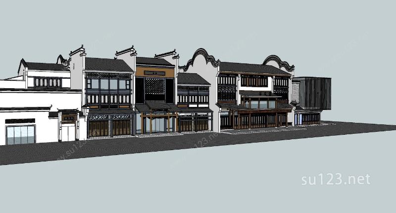 古建小镇商业SU模型
