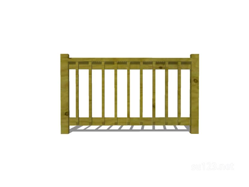 竹篱笆木栅栏 (129)SU模型
