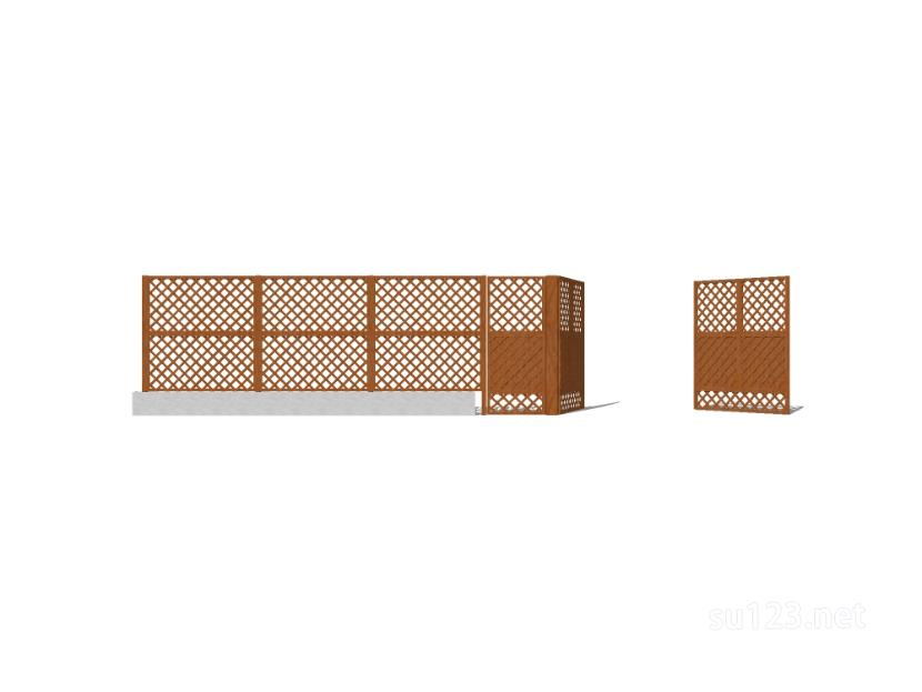 竹篱笆木栅栏 (10)SU模型