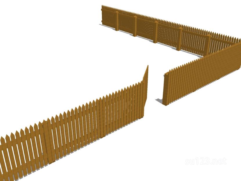 竹篱笆木栅栏 (104)SU模型